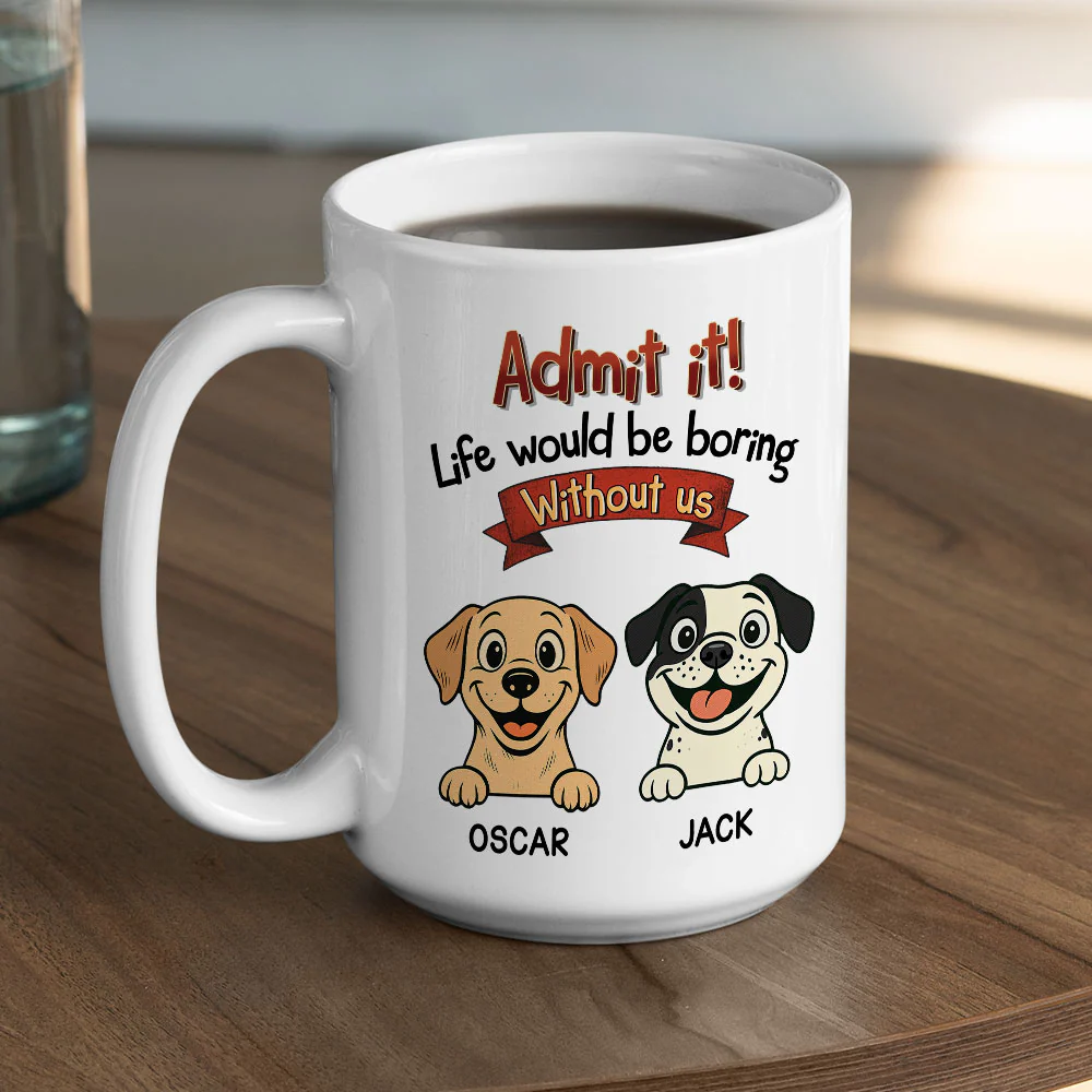 Retro Dog With Us - Personalized Custom Coffee Mug - Image 3