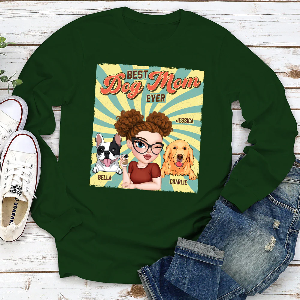 Retro Funny Dog Shirt - Personalized Custom Long Sleeve T-shirt - Image 3