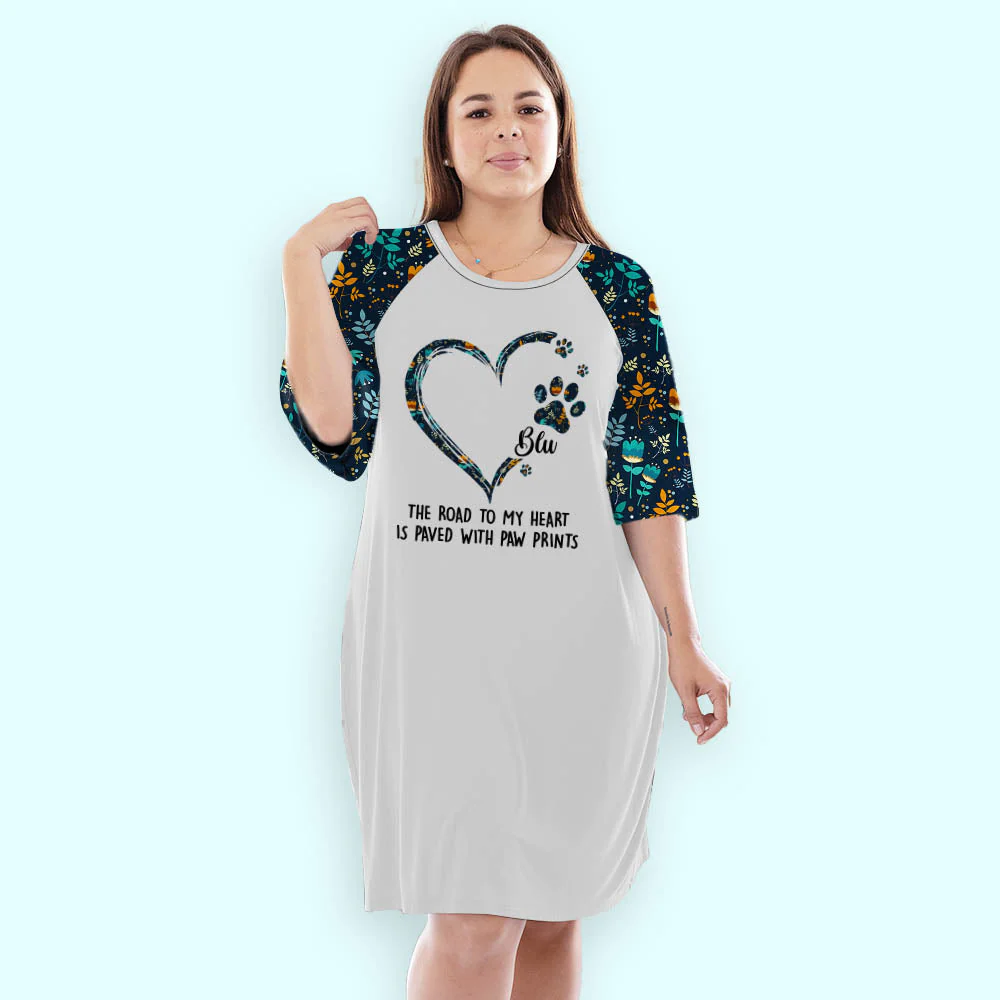 Road To Heart Pattern - Personalized Custom 3/4 Sleeve Dress - Image 2