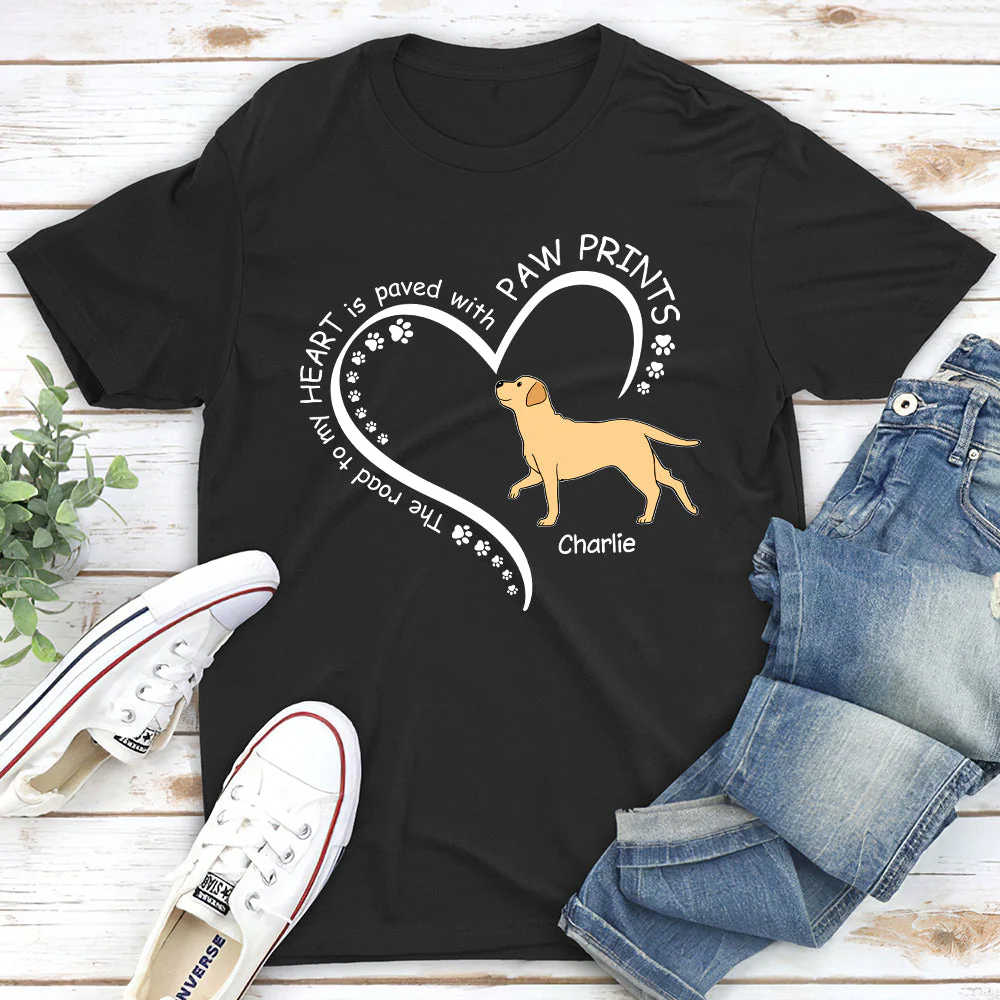 Road To Heart Walking Dog - Personalized Custom Unisex T-shirt - Image 2