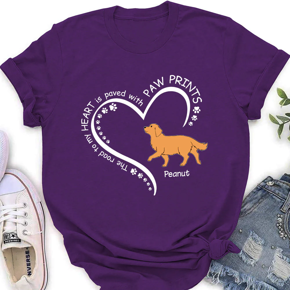 Road To Heart Walking Dog - Personalized Custom Women's T-shirt - Image 3