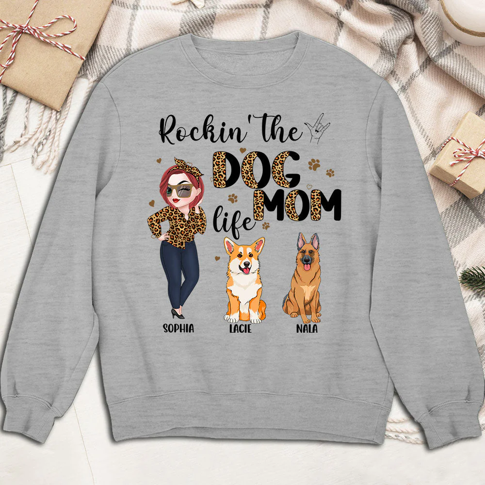 Rockin' The Dog Mom Life - Personalized Custom Sweatshirt - Image 2