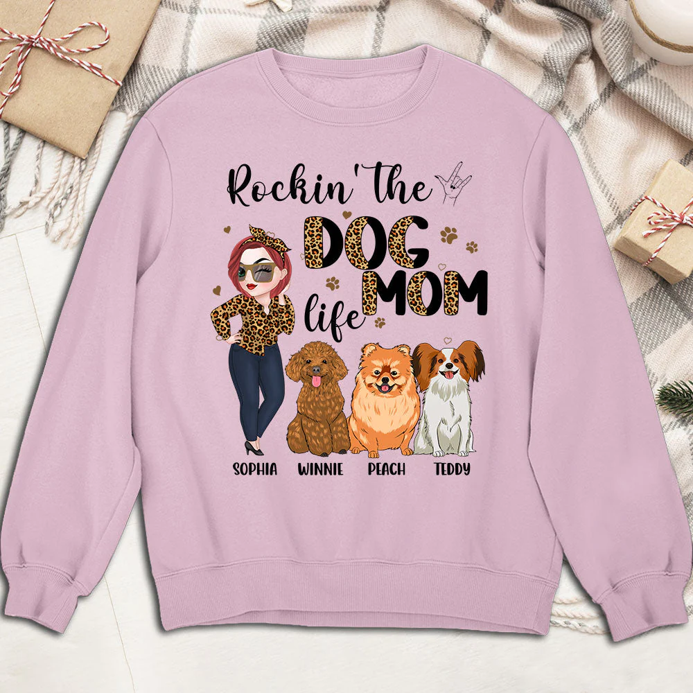 Rockin' The Dog Mom Life - Personalized Custom Sweatshirt - Image 3