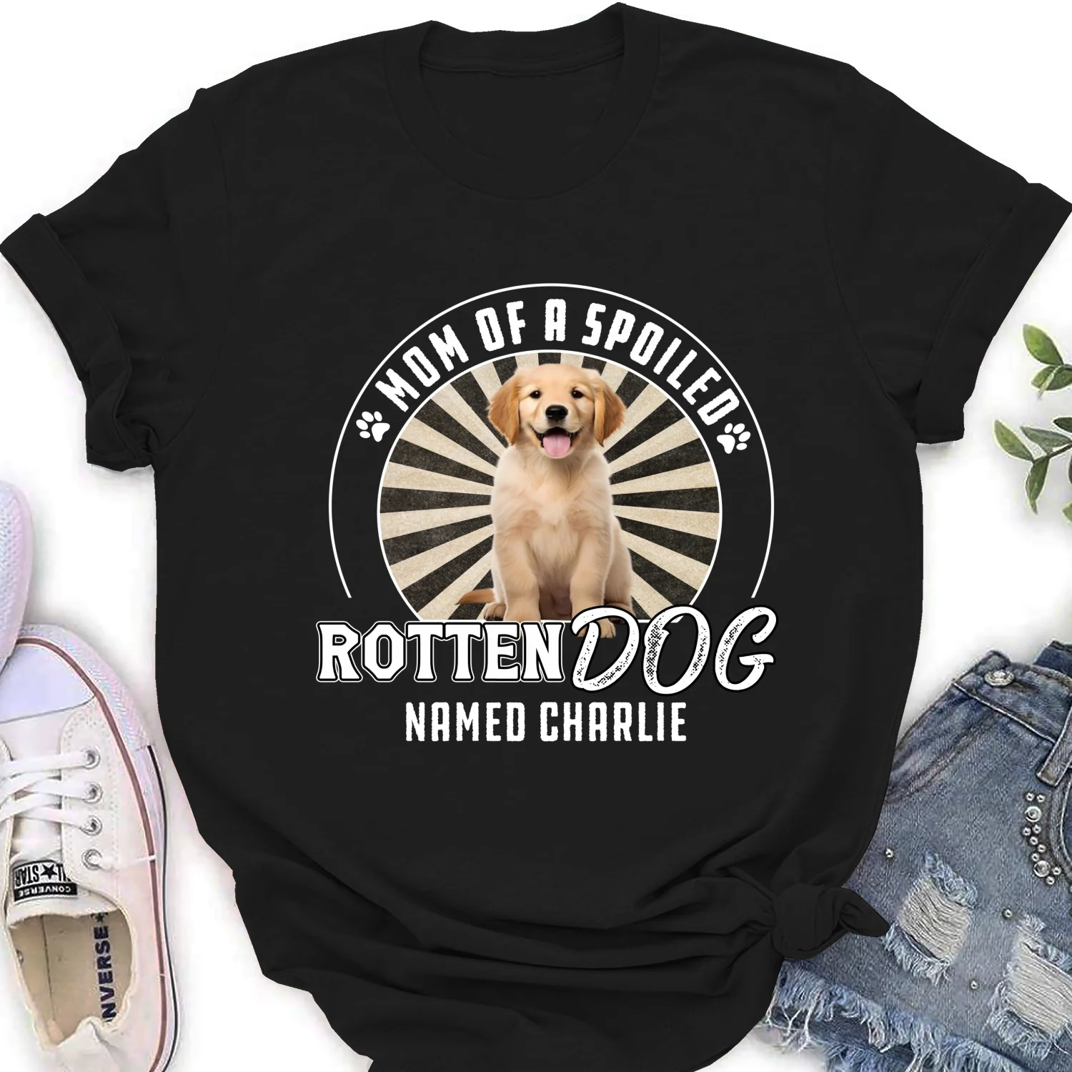 Rotten Dog Of Mom Retro Photo - Personalized Custom Women's T-Shirt - Image 2