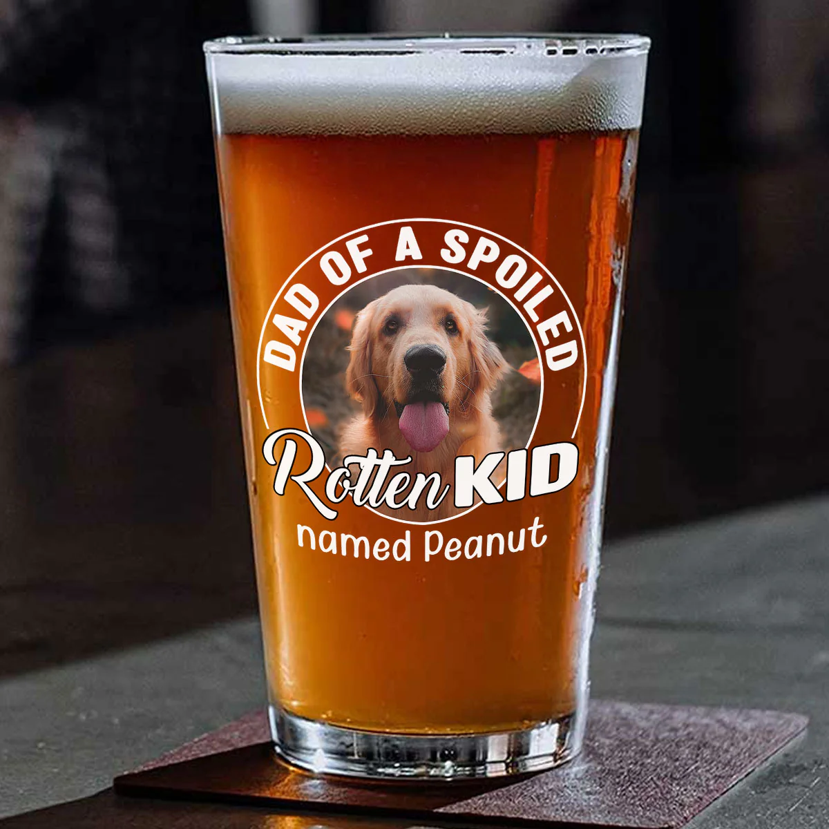 Rotten Pet Cartoon Photo - Personalized Custom Beer Glass - Image 2