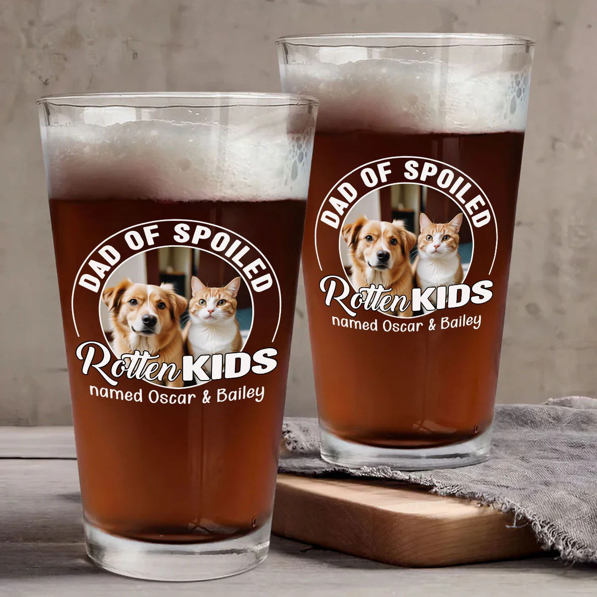 Rotten Pet Cartoon Photo - Personalized Custom Beer Glass - Image 4