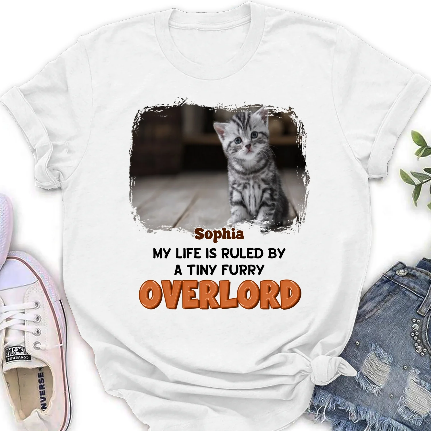 Ruled By Chunky Funny Cats Photo - Personalized Custom Women's T-shirt - Image 3