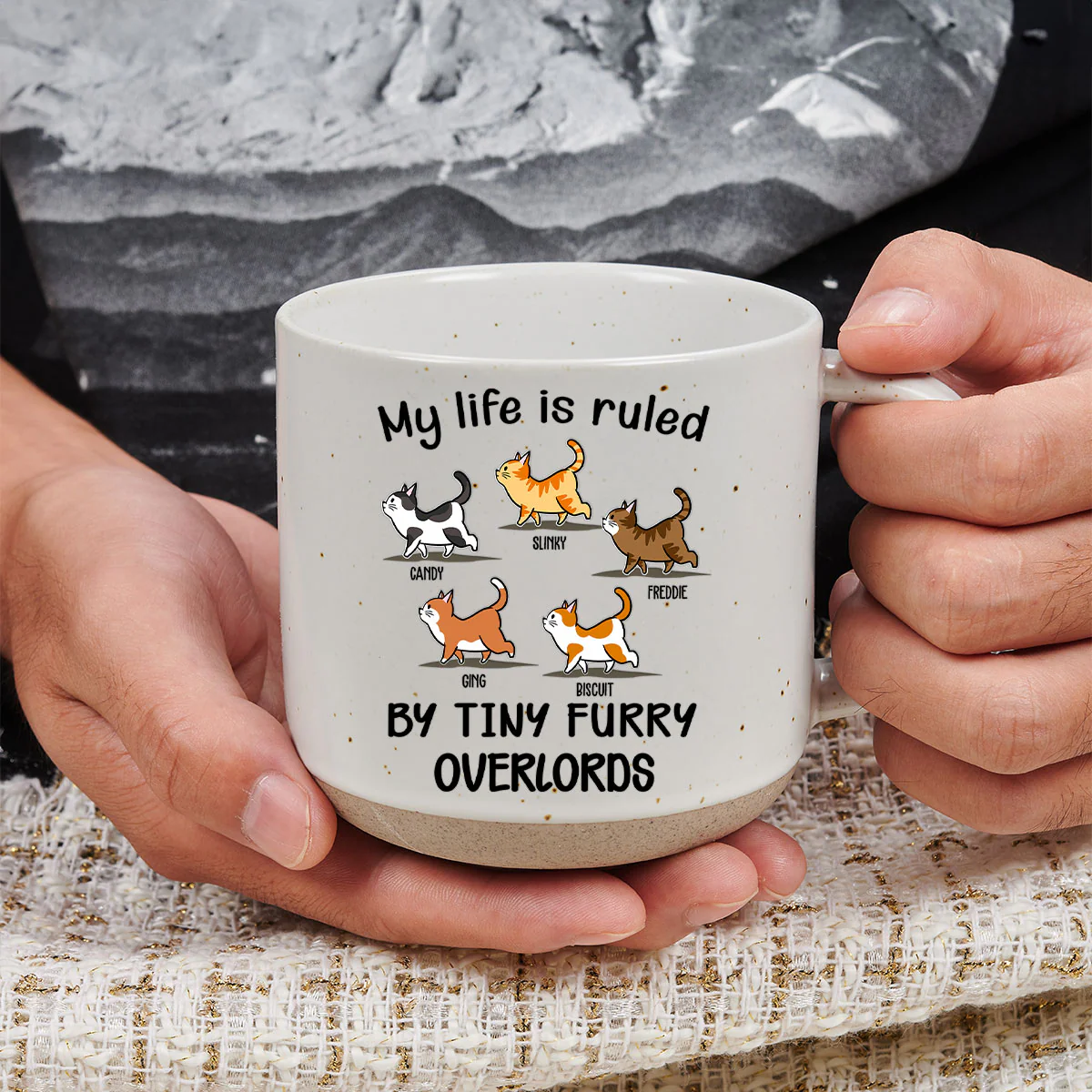 Ruled By Tiny Furry Overlords - Personalized Custom Pottery Mug - Image 4