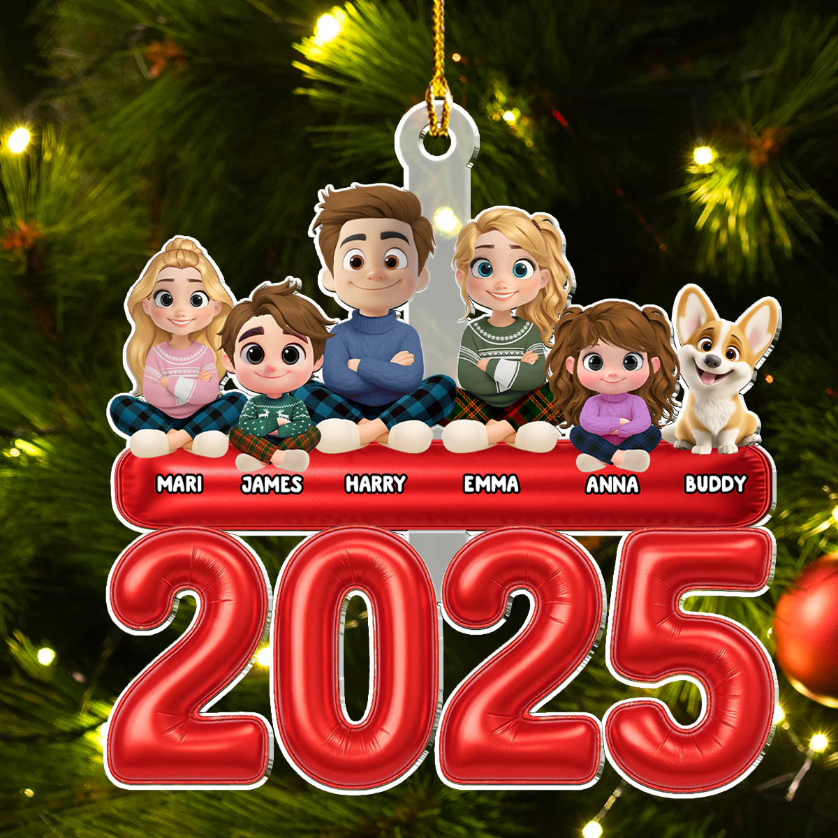 Santa Favorite Family - Personalized Custom Acrylic Ornament - Image 4