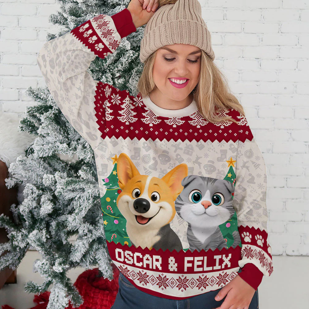 Santa Is Coming Fur Ver - Personalized Custom All-Over-Print Sweatshirt - Image 4