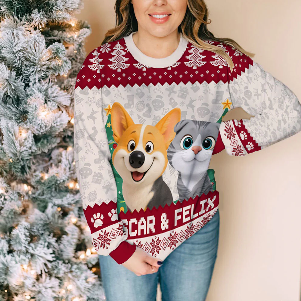 Santa Is Coming Fur Ver - Personalized Custom All-Over-Print Sweatshirt - Image 5