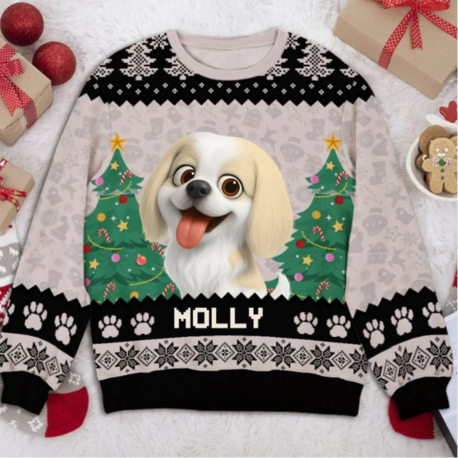 Santa Is Coming Fur Ver - Personalized Custom All-Over-Print Sweatshirt - Image 7