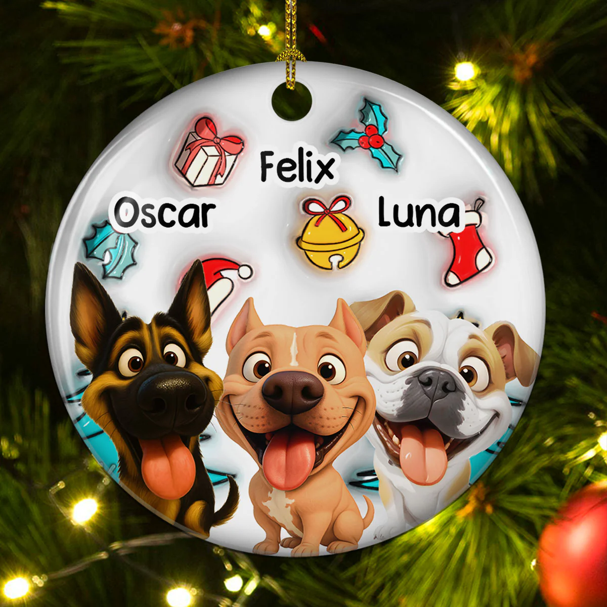 Santa Is Coming - Personalized Custom 3D Inflated Effect Ceramic Ornament - Image 3