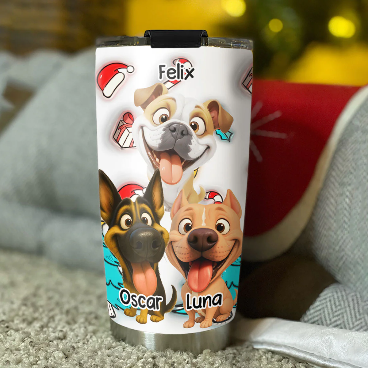 Santa Is Coming - Personalized Custom 3D Inflated Effect Tumbler - Image 3