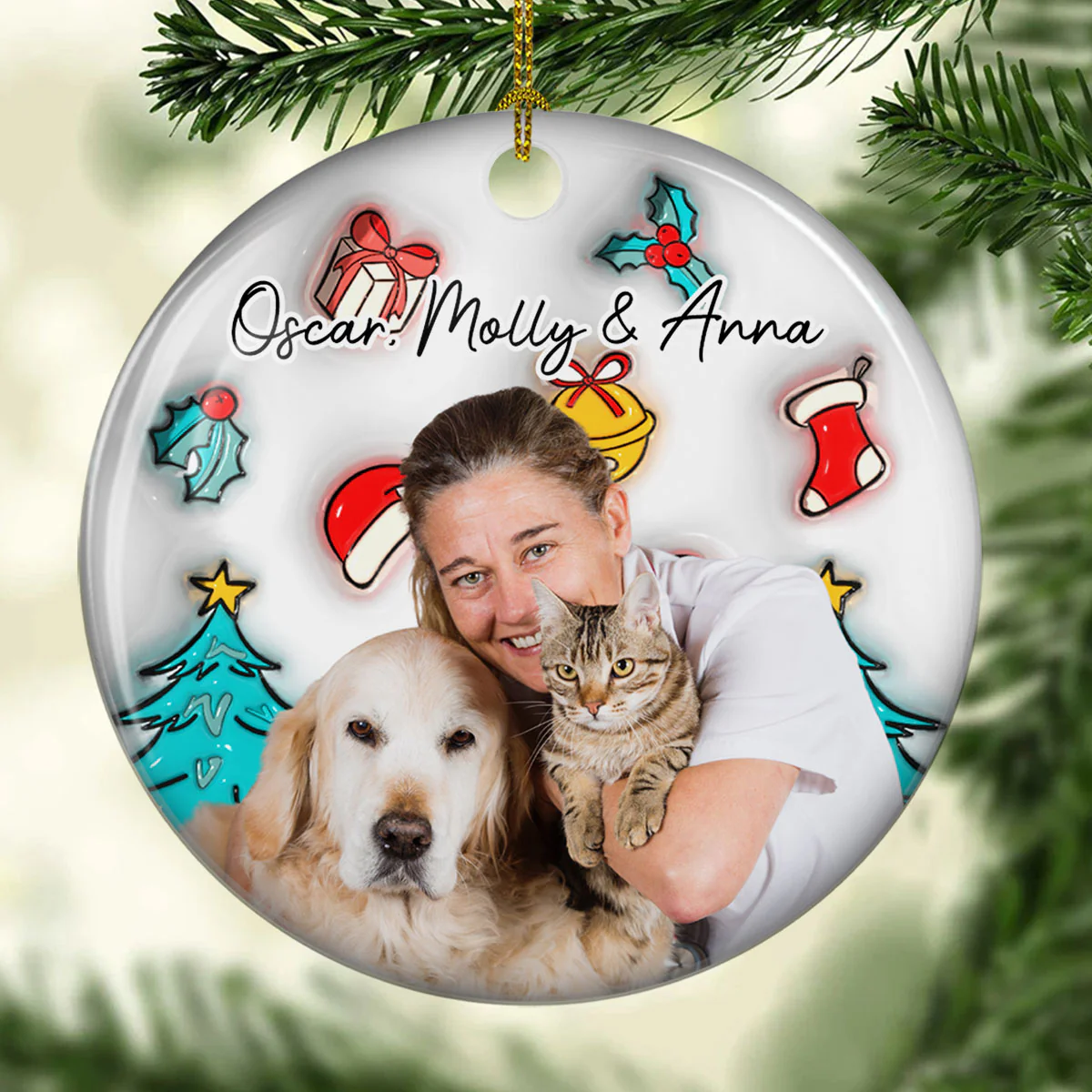 Santa Is Coming To Us Photo - Personalized Custom 3D Inflated Effect Ceramic Ornament - Image 3