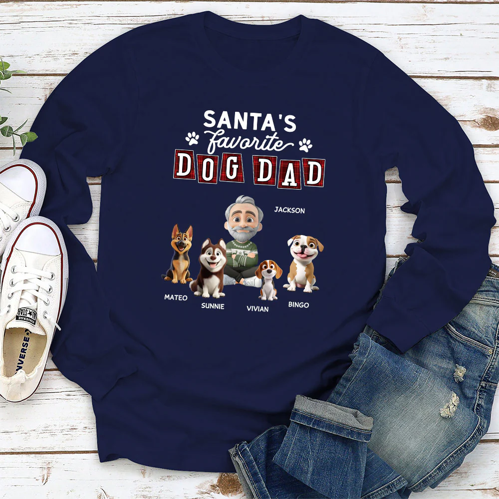 Santa Love Dog Parents - Personalized Custom Long Sleeve T-Shirt - Image 3
