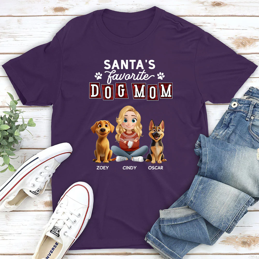 Santa Loves Dog Parents - Personalized Custom Unisex T-shirt - Image 2