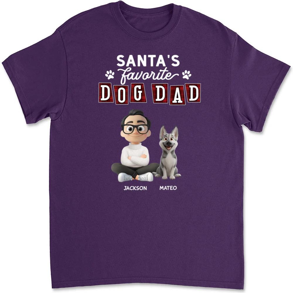Santa Loves Dog Parents - Personalized Custom Unisex T-shirt - Image 7