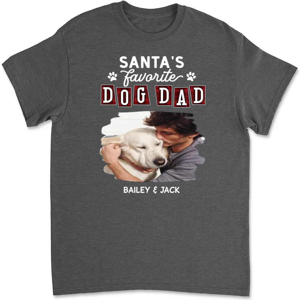Santa Love Dog Parents Photo - Personalized Custom Unisex T-shirt - Image 10