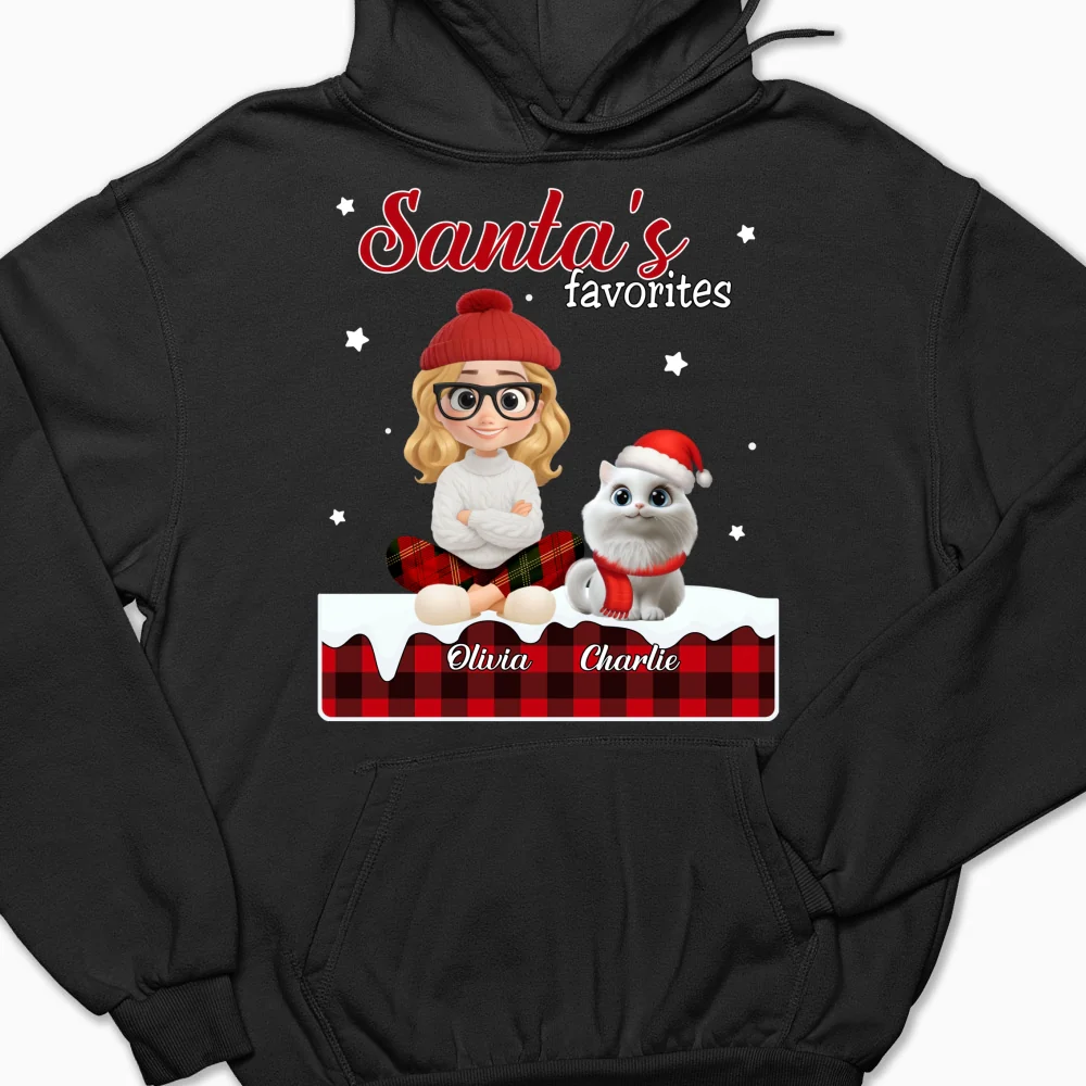 Santa Loves You So Do Cats - Personalized Custom Hoodie - Image 7