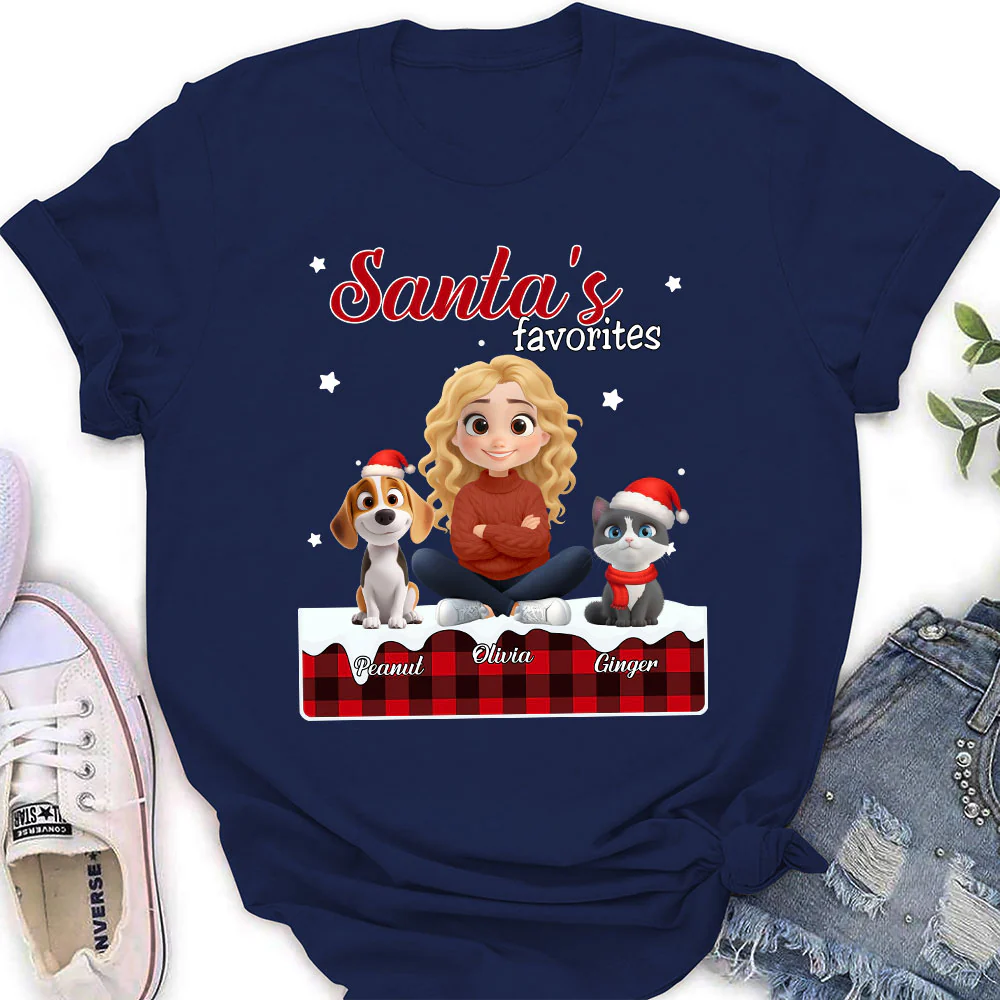 Santa Loves You So Do Them - Personalized Custom Women's T-shirt - Image 2
