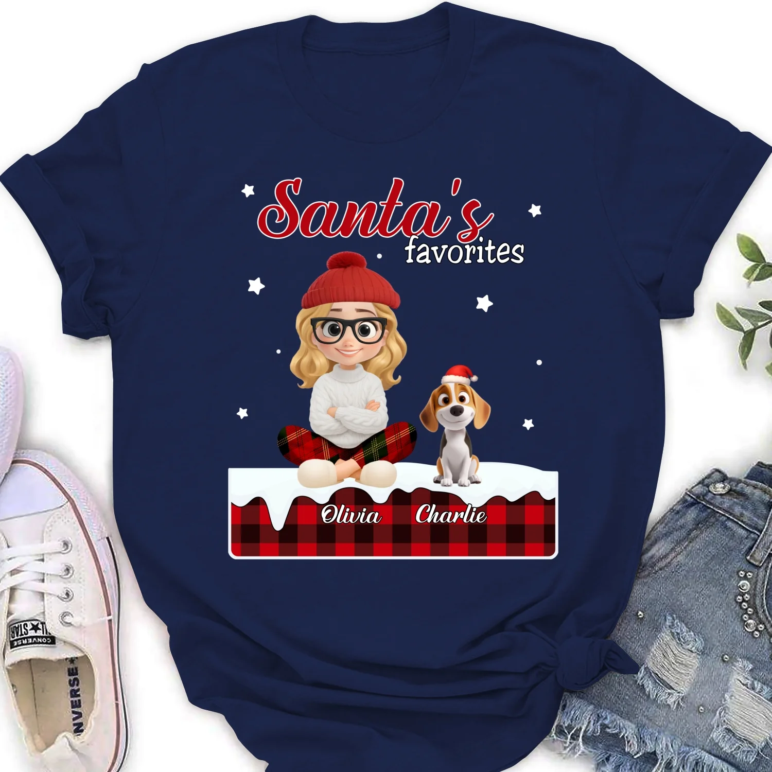 Santa Loves You So Do Them - Personalized Custom Women's T-shirt - Image 7