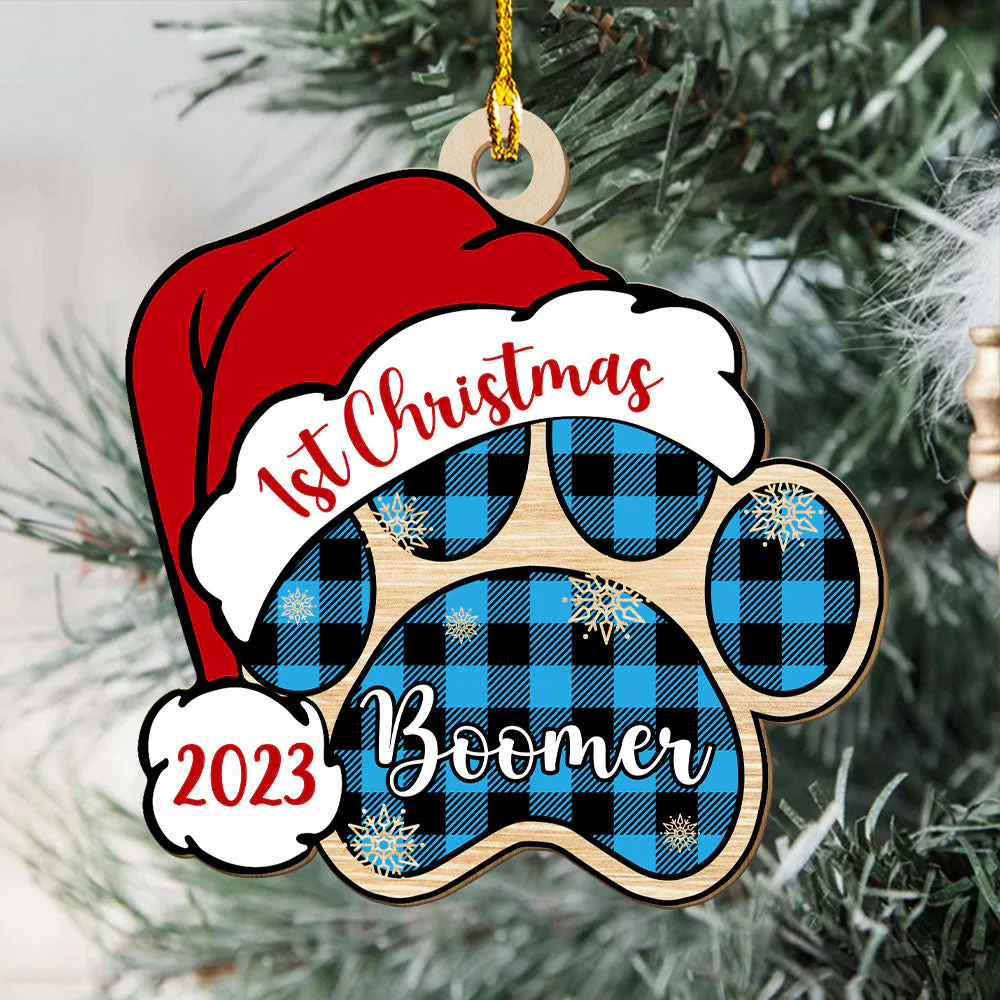 Santa Paw - Personalized Custom 1-layered Wood Ornament - Image 4