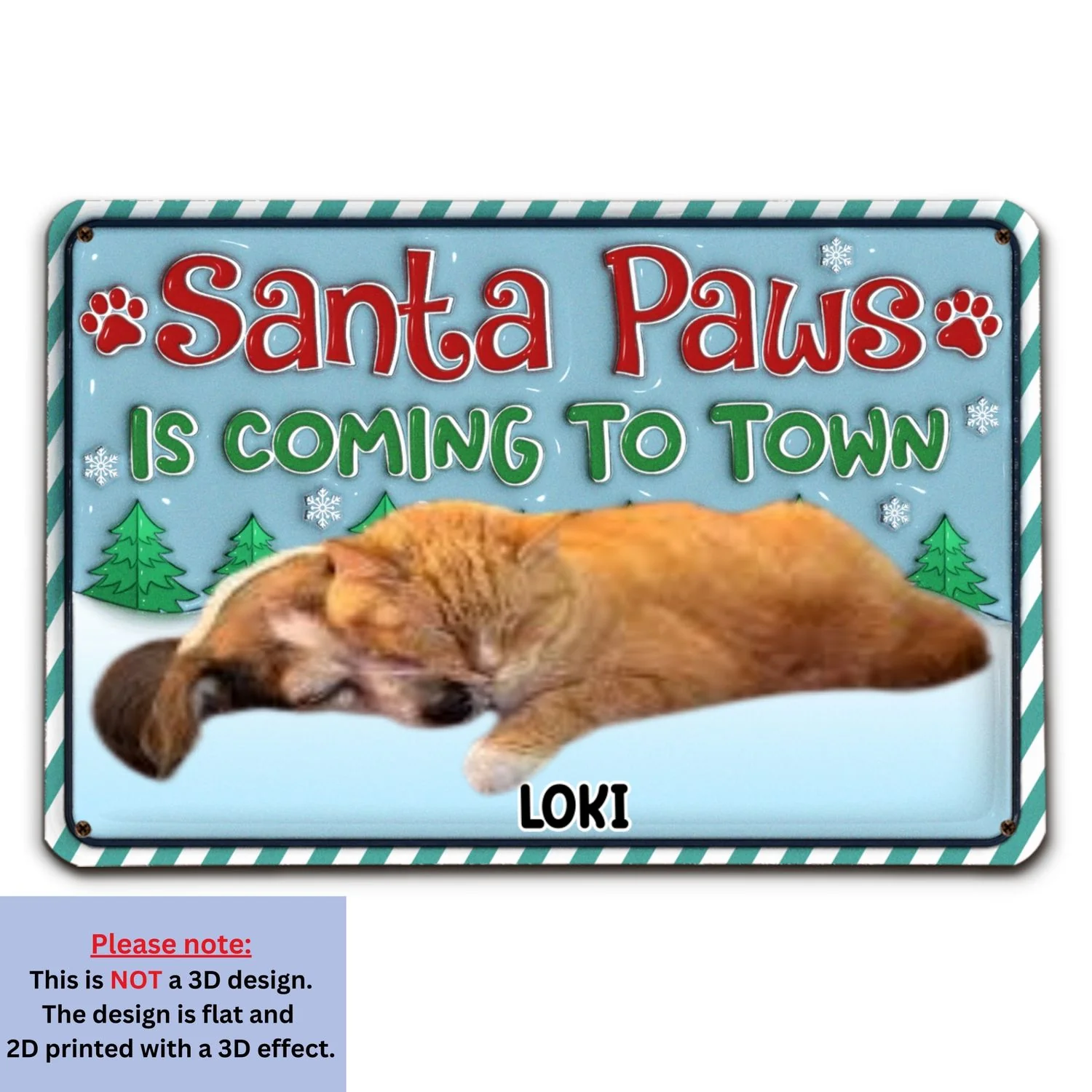 Santa Paws Coming To Town Pet Version Photo - Personalized Custom 3D Inflated Effect Metal Sign - Image 6