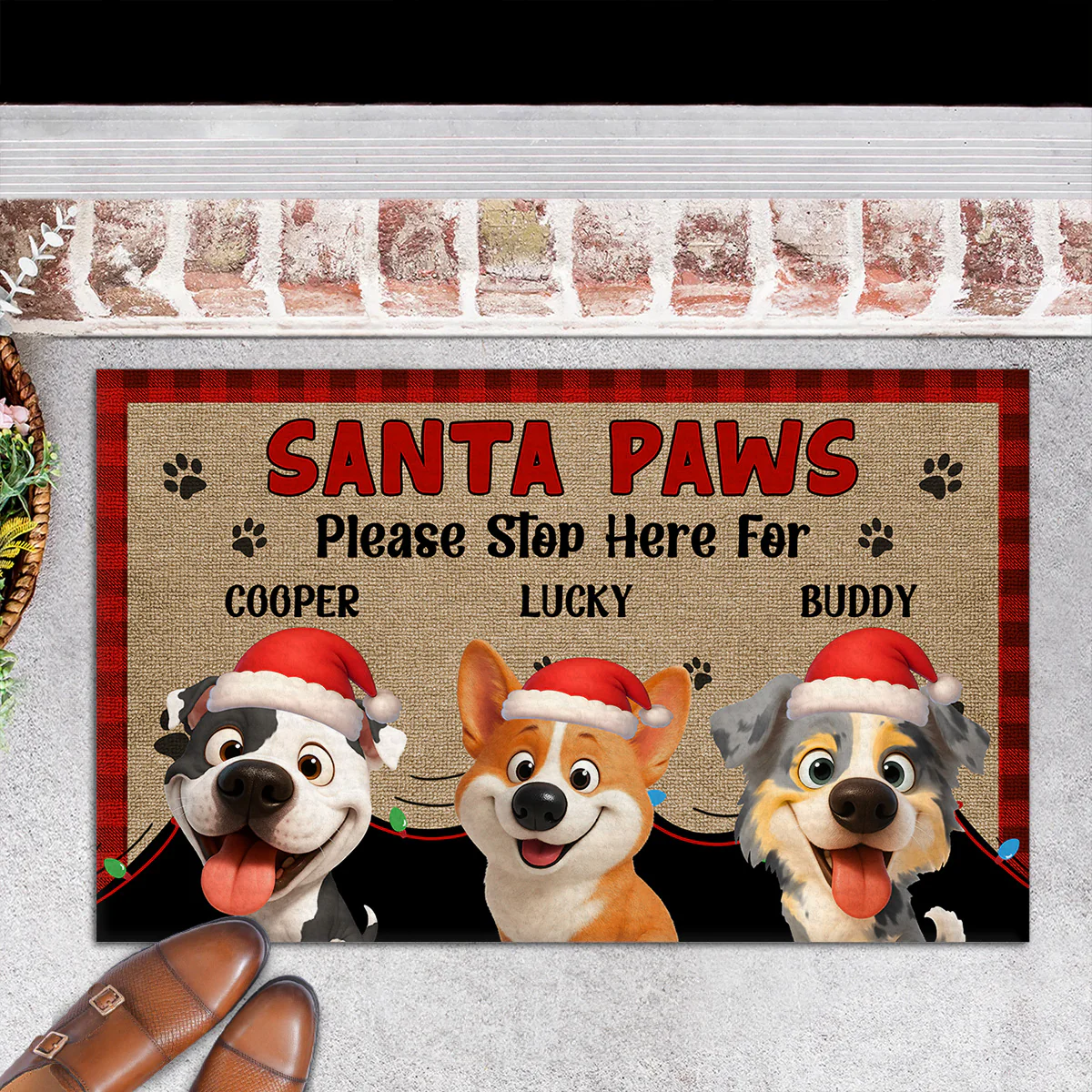 Santa Paws Stop Here - Personalized Custom Doormat - Image 6