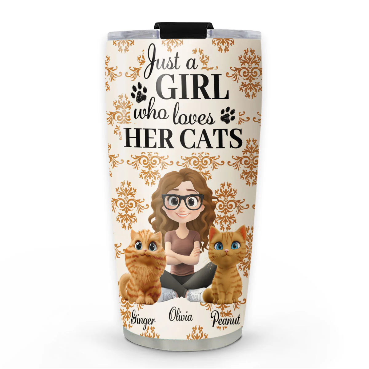 Season Cat And Girl - Personalized Custom Tumbler