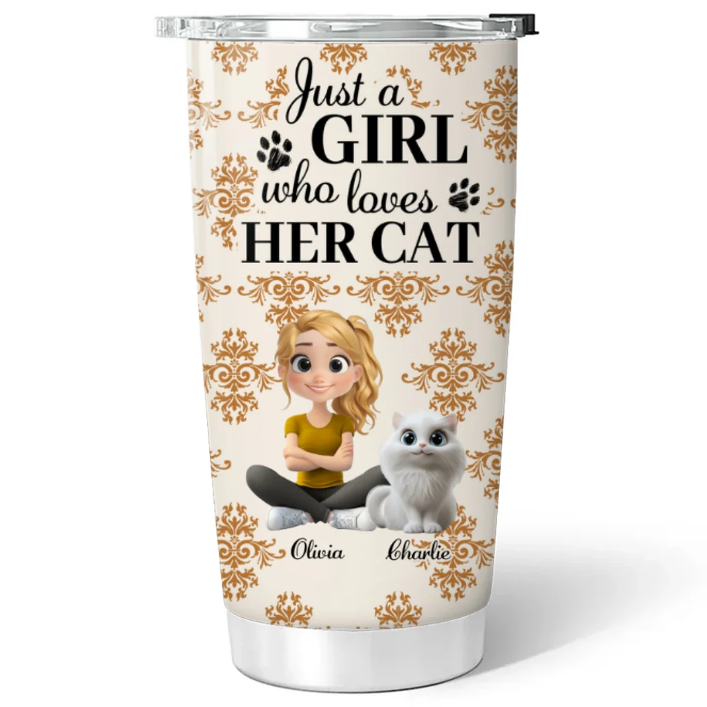 Season Cat And Girl - Personalized Custom Tumbler - Image 5
