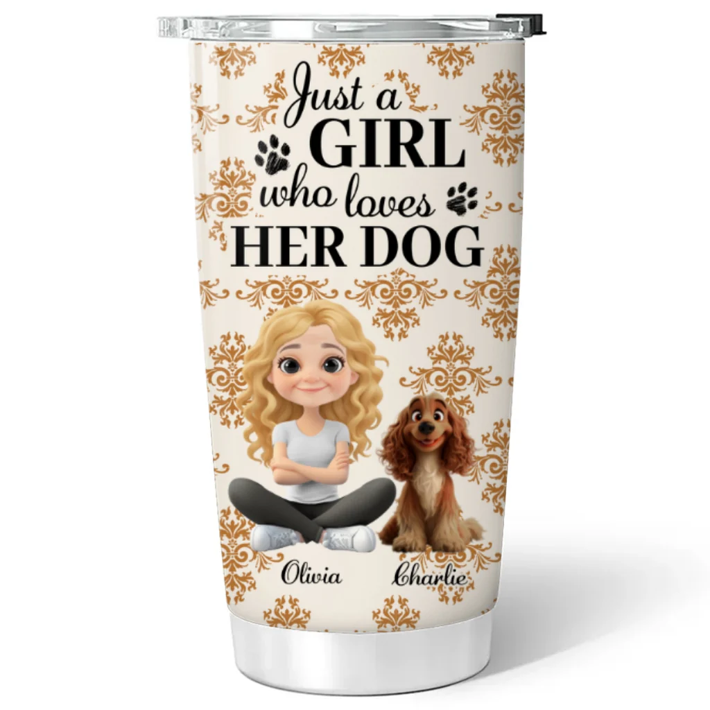 Season Dog And Girl - Personalized Custom Tumbler - Image 5