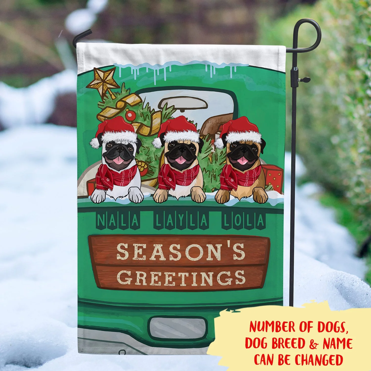 Season’s Greetings – Personalized Custom Garden Flag - Christmas Lawn Decorations - Image 2