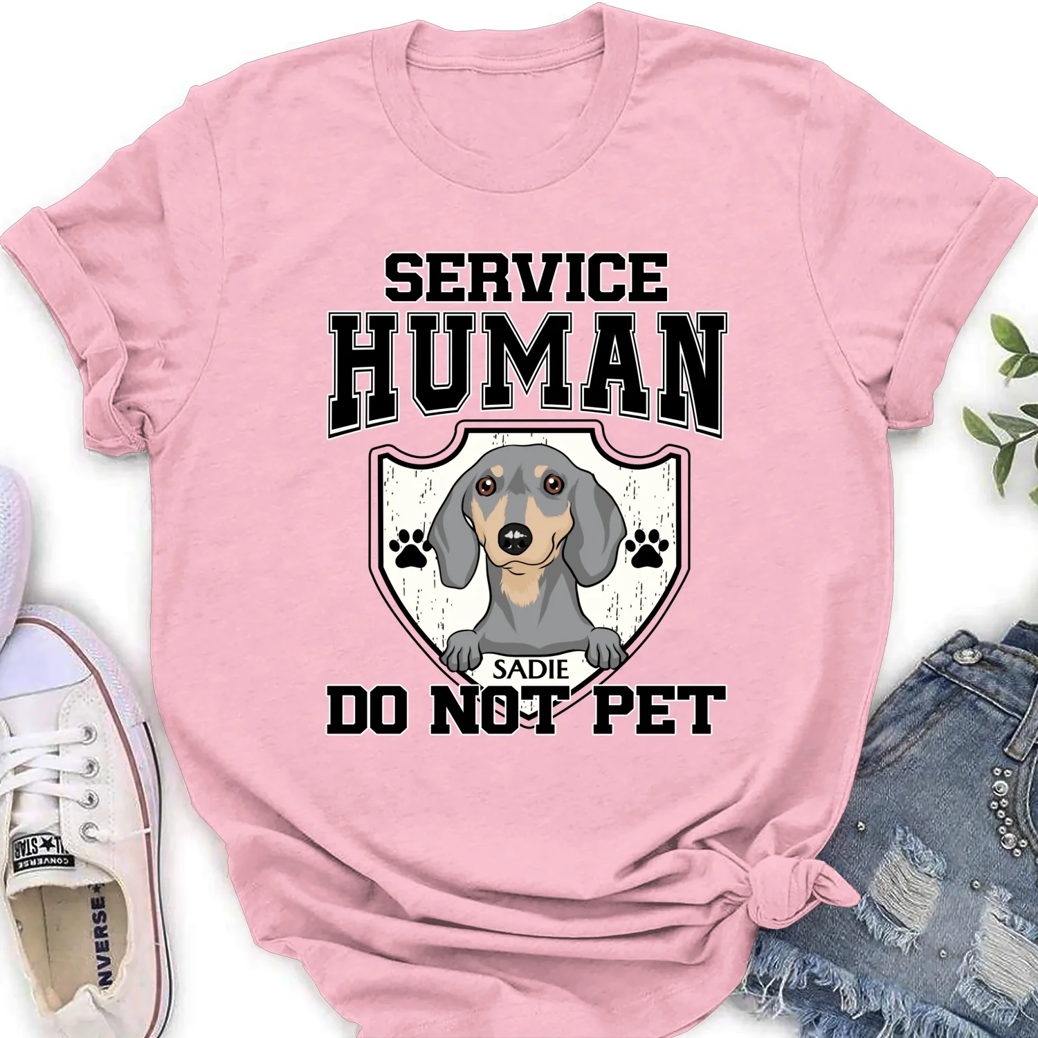 Service Human Do Not Pet - Personalized Custom Women's T-Shirt - Image 7