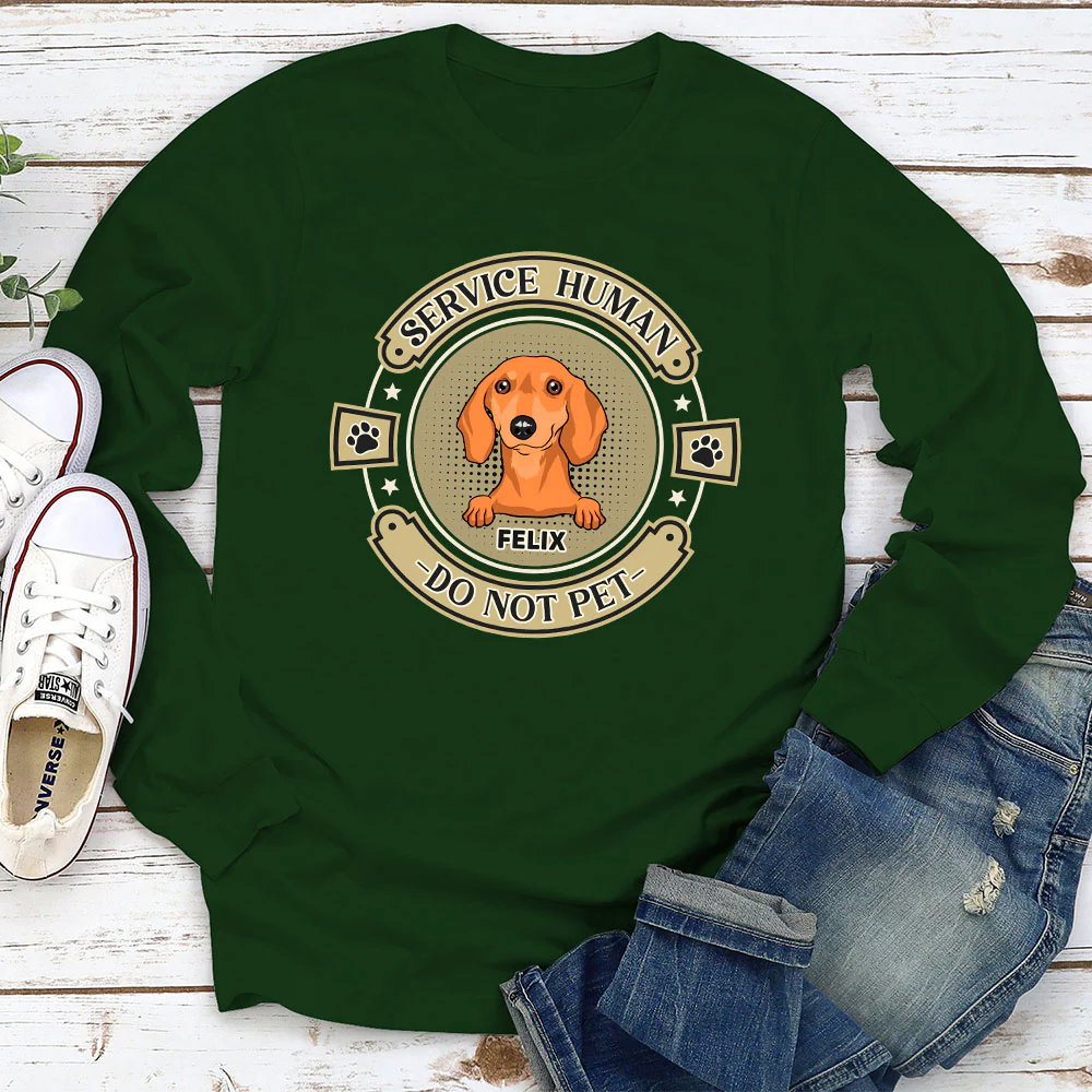 Service Human Dog - Personalized Custom Long Sleeve T-Shirt - Image 3