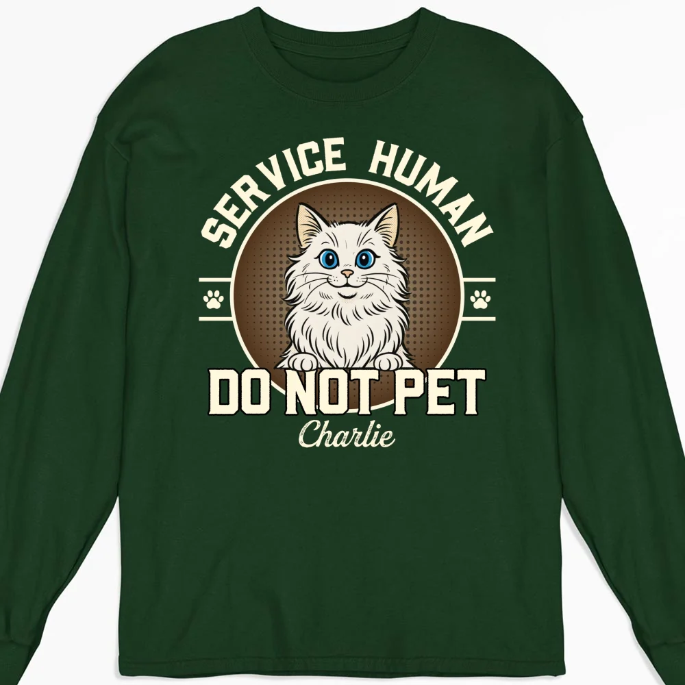 Service Human Logo Cat Version - Personalized Custom Long Sleeve T-Shirt - Image 7