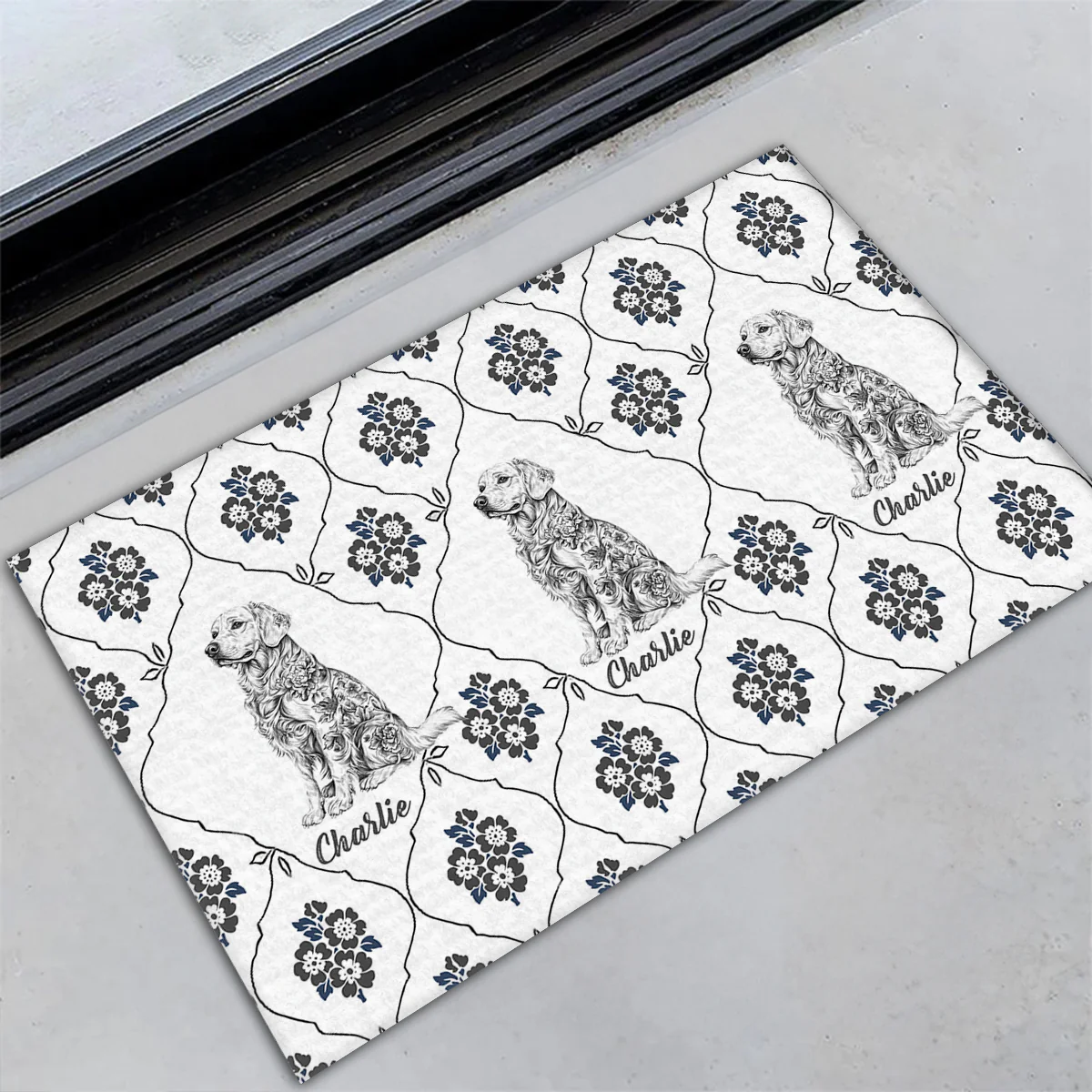 Shaped In Blue - Personalized Custom Doormat - Image 2