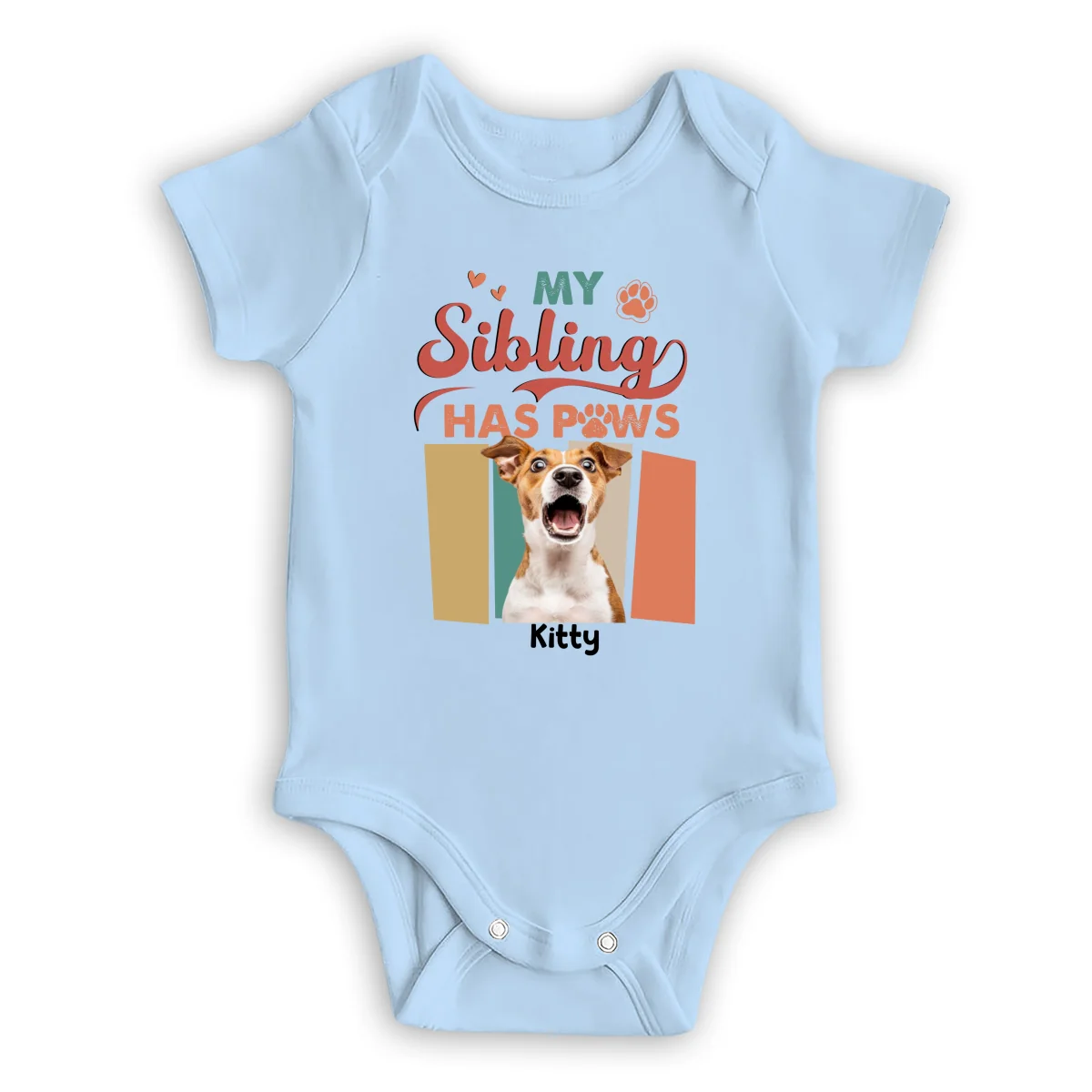 Siblings With Paws Photo - Personalized Custom Baby Onesie - Image 8