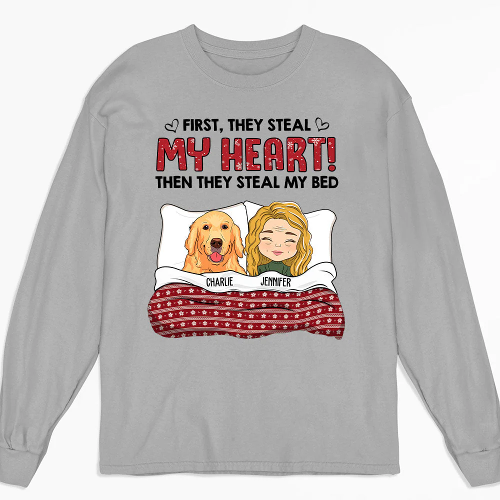 Silently Steal My Bed - Personalized Custom Long Sleeve T-shirt