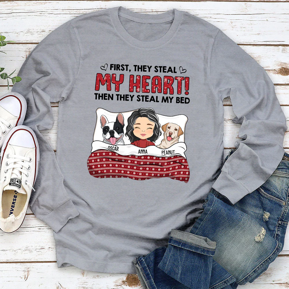 Silently Steal My Bed - Personalized Custom Long Sleeve T-shirt - Image 3