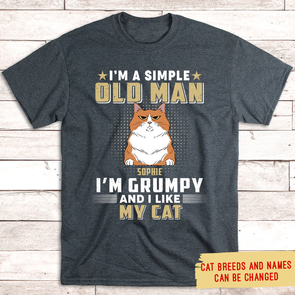 Simple Old Man Cat - Personalized Custom Unisex T-shirt - Image 5