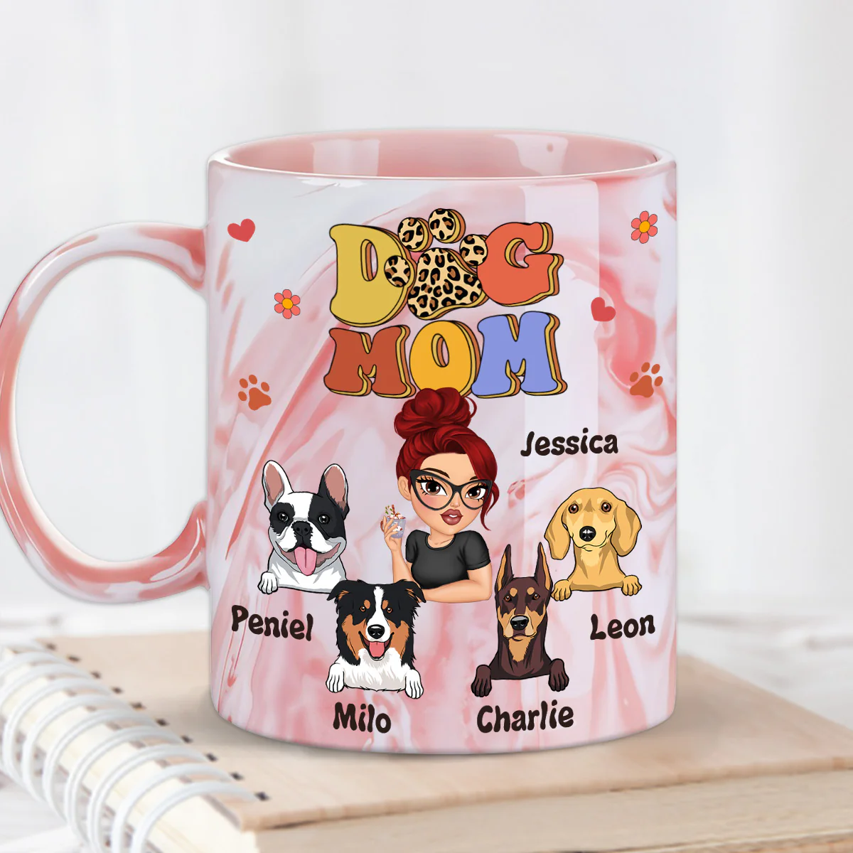 Slay Dog Mama - Personalized Custom Pink Marble Mug - Image 4