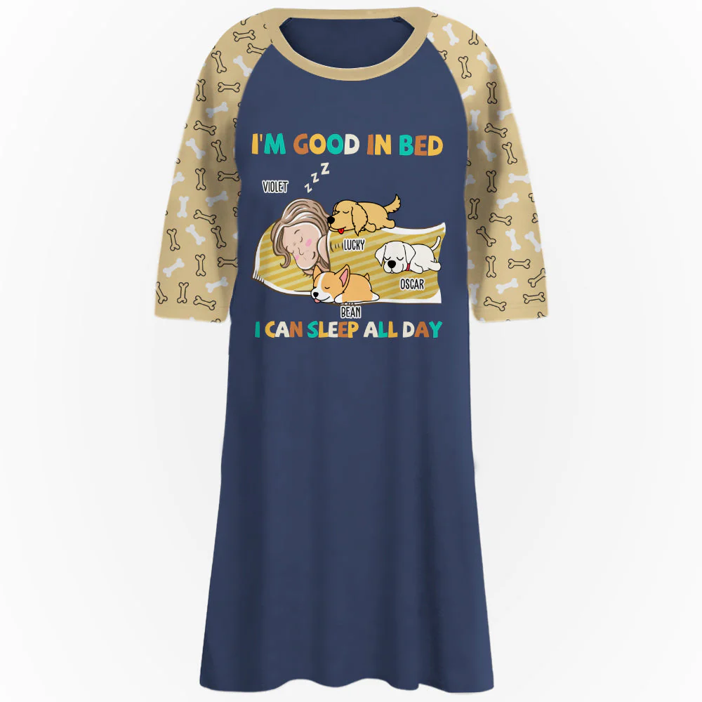 Sleep All Day - Personalized Custom 3/4 Sleeve Dress - Image 3