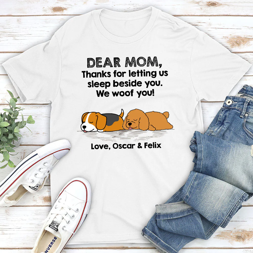 Sleep Beside Dog 2 - Personalized Custom Unisex T-Shirt - Image 2