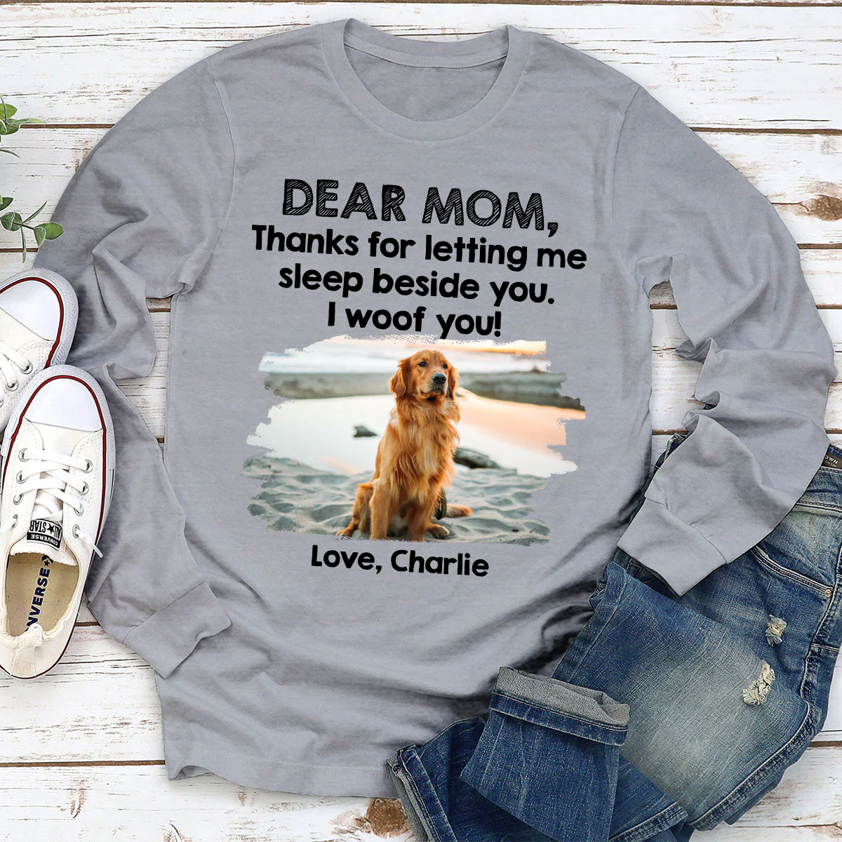 Sleep Beside Mom And Dad Photo - Personalized Custom Long Sleeve T-Shirt - Image 3