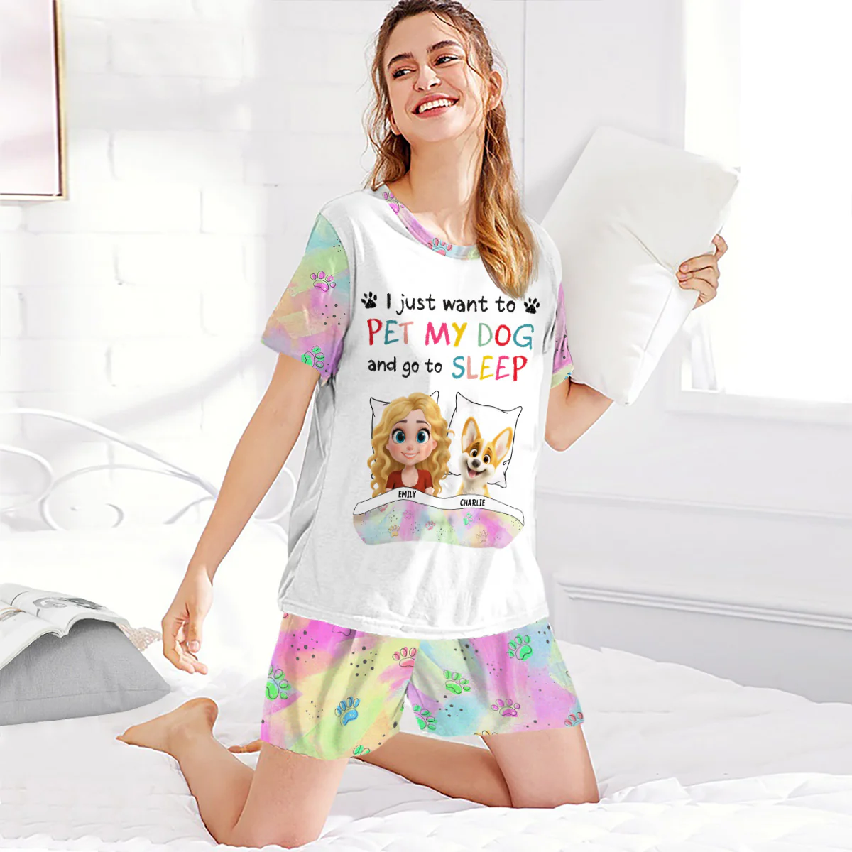 Sleep Better With My Baby - Personalized Custom Short Pajama Set - Image 3