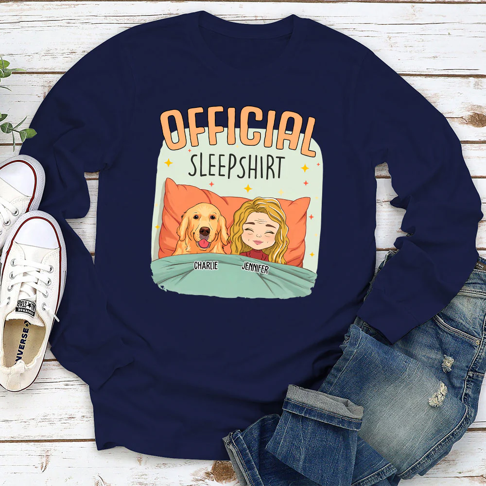 Sleep With My Dog - Personalized Custom Long Sleeve - Image 3