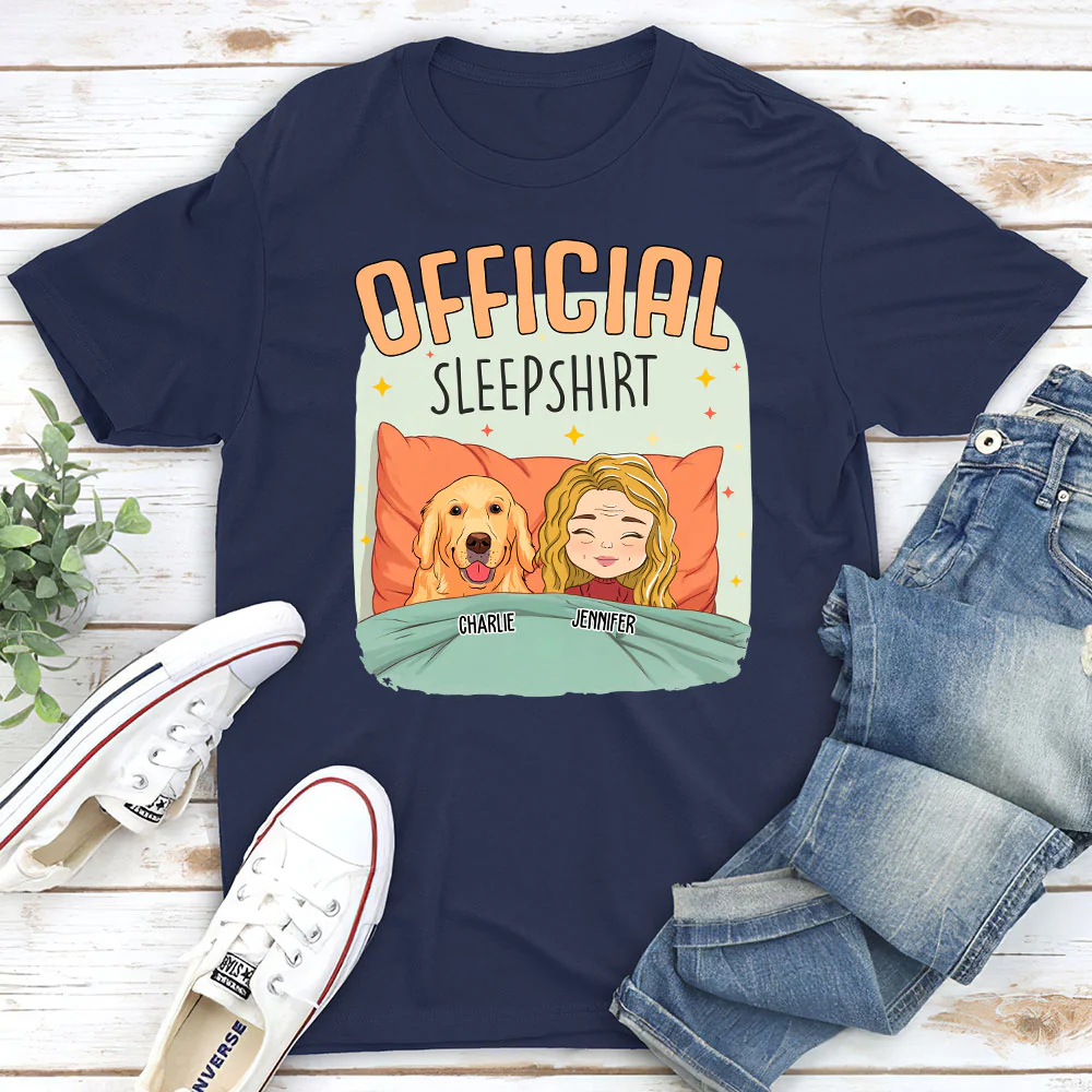 Sleep With My Dog - Personalized Custom Unisex T-shirt - Image 3