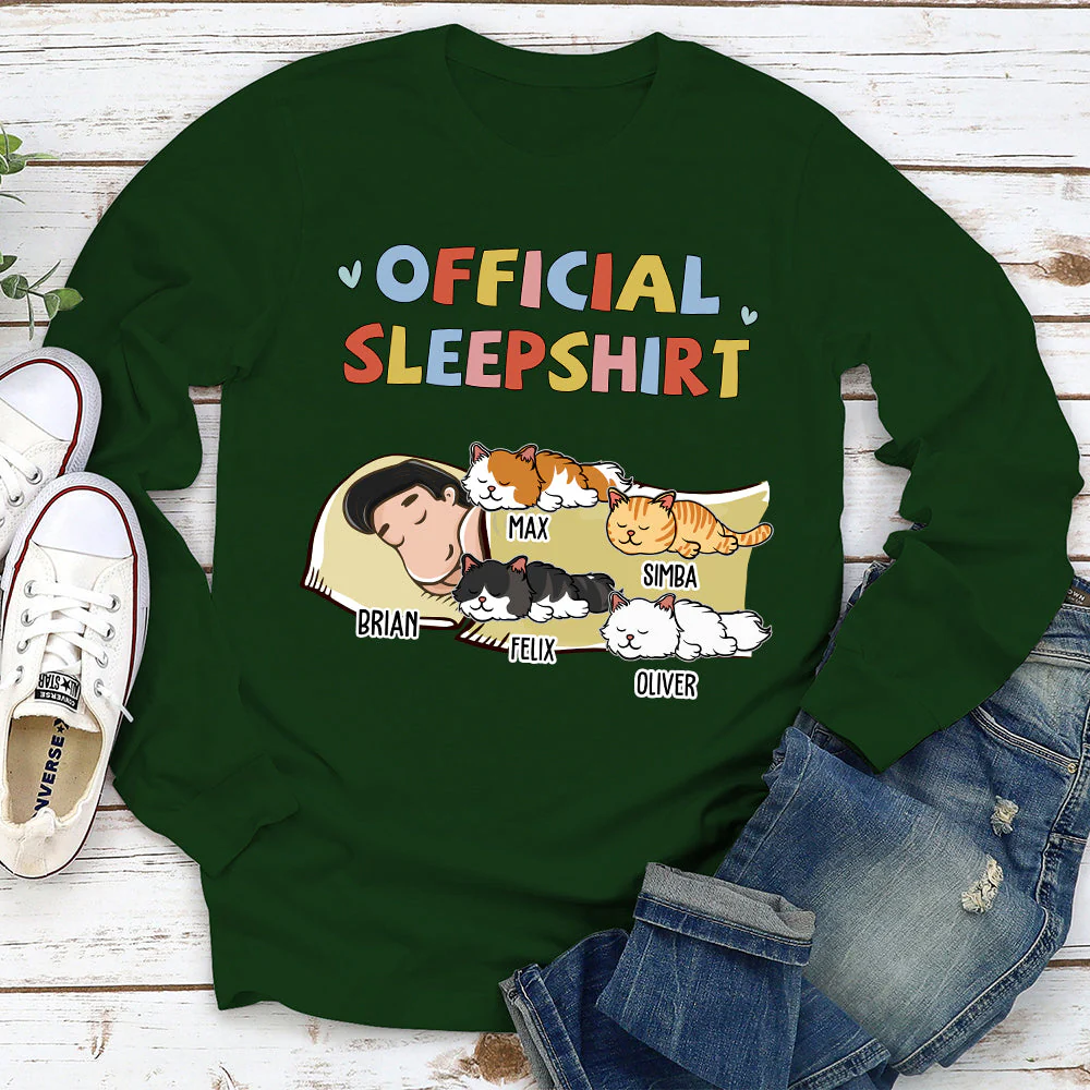 Sleeping Cat Sleepshirt - Personalized Custom Long Sleeve - Image 3