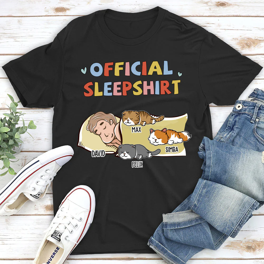 Sleeping Cat Sleepshirt - Personalized Custom Unisex T-shirt - Image 3